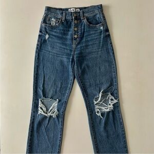 DAZE Denim High-Waisted Button Fly Jeans Distressed Size 25